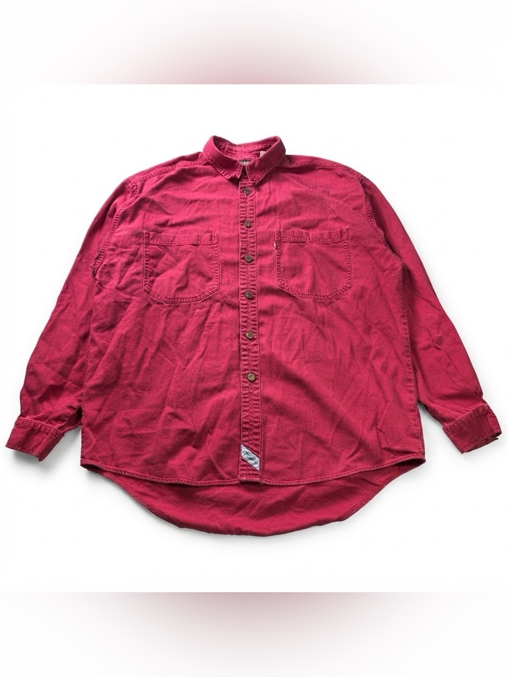 Vintage Levi Strauss Red Long Sleeve Button Down Shirt Men Size L